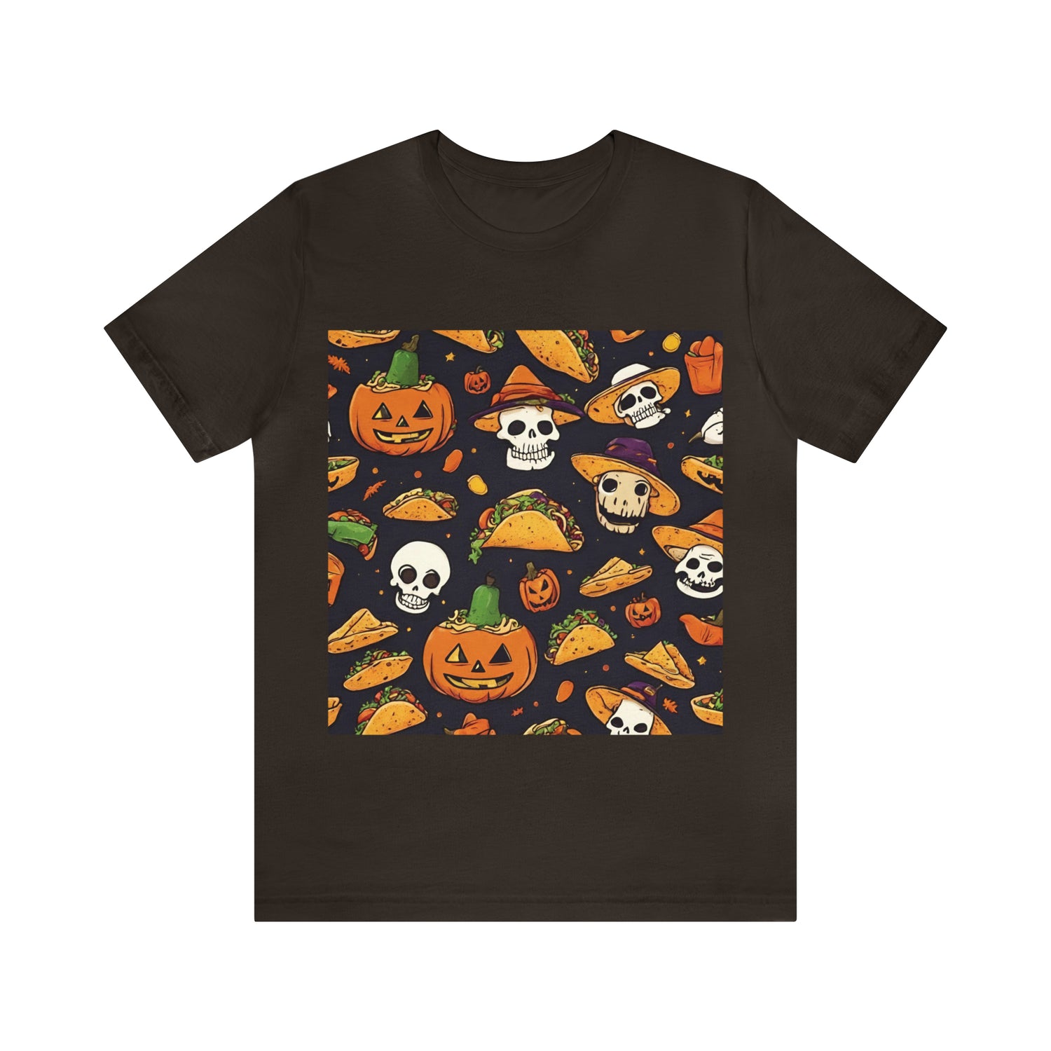 Tacos And Halloween T-Shirt | Halloween Gift Ideas Brown T-Shirt Petrova Designs