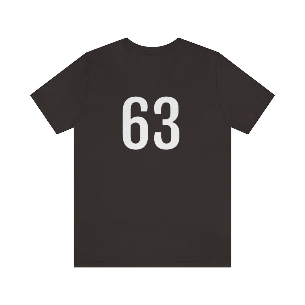 Brown T-Shirt 63 Numbered T Shirt with Number On Them for Numerological Black Tshirt Outfit Petrova Designs