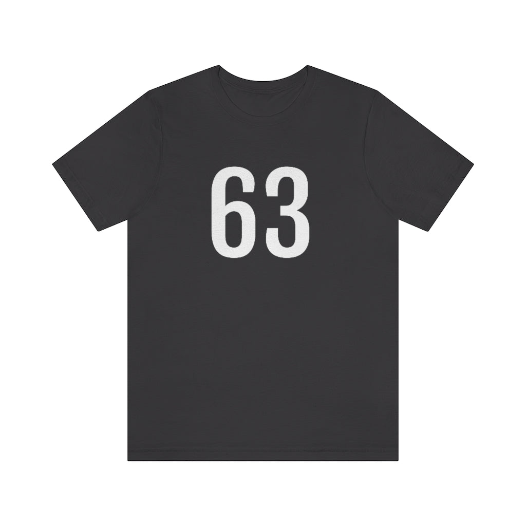 Dark Grey T-Shirt 63 Numbered T Shirt with Number On Them for Numerological Black Tshirt Outfit Petrova Designs