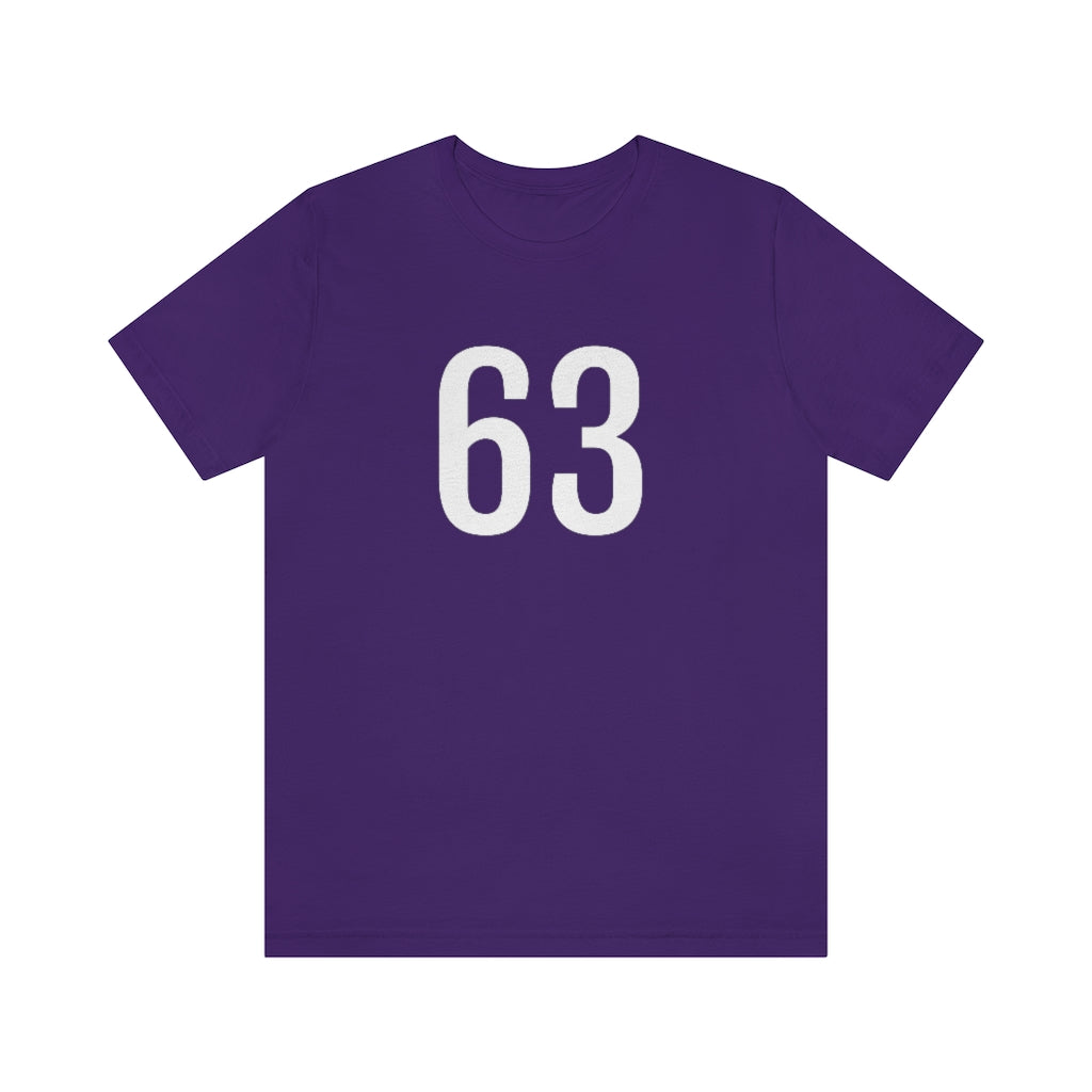 Team Purple T-Shirt 63 Numbered T Shirt with Number On Them for Numerological Black Tshirt Outfit Petrova Designs