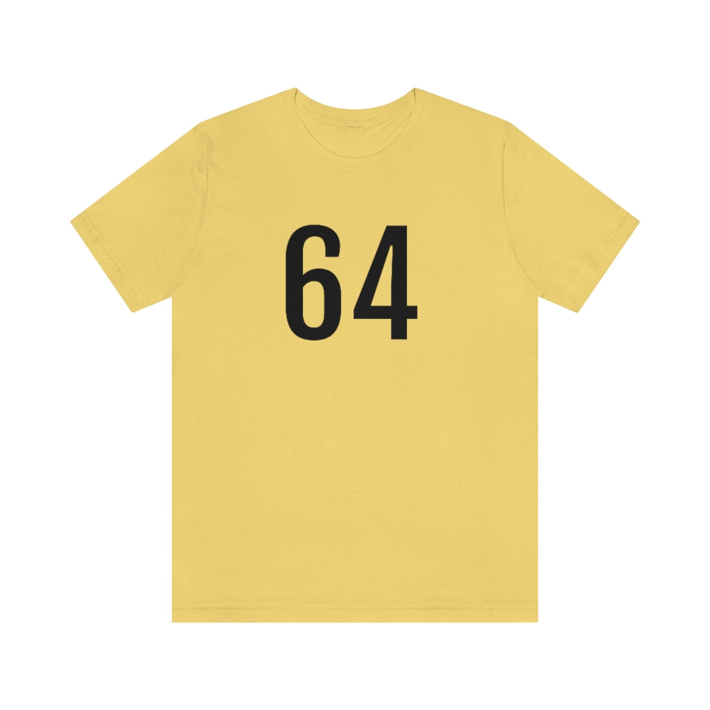 Yellow T-Shirt 64 Numbered T Shirt with Number On Them for Numerological Black Tshirt Outfit Petrova Designs