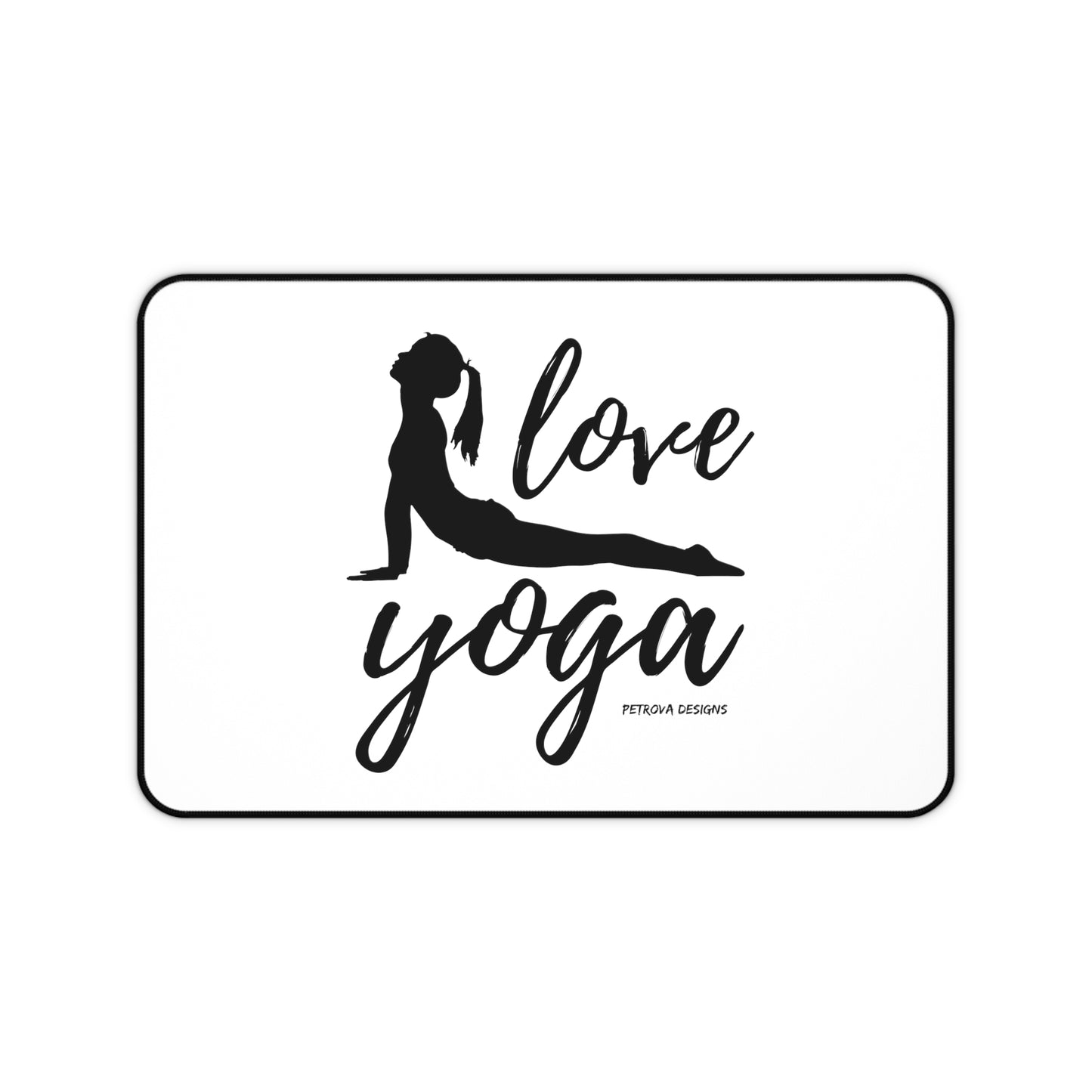 Love Yoga Desk Mat with Yoga Pose (12" × 18" - multiple background colors) Home Decor Petrova Designs