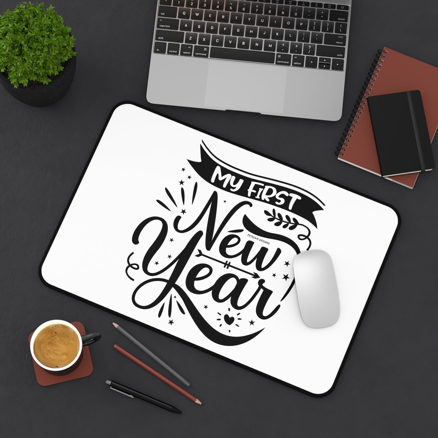 My First New Year Desk Mat (12" × 18" - multiple background colors) Home Decor Petrova Designs