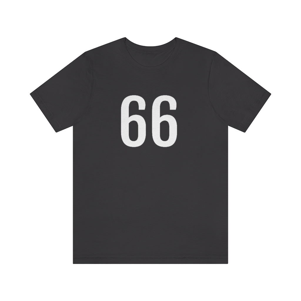 Dark Grey T-Shirt 66 Numbered T Shirt with Number On Them for Numerological Black Tshirt Outfit Petrova Designs