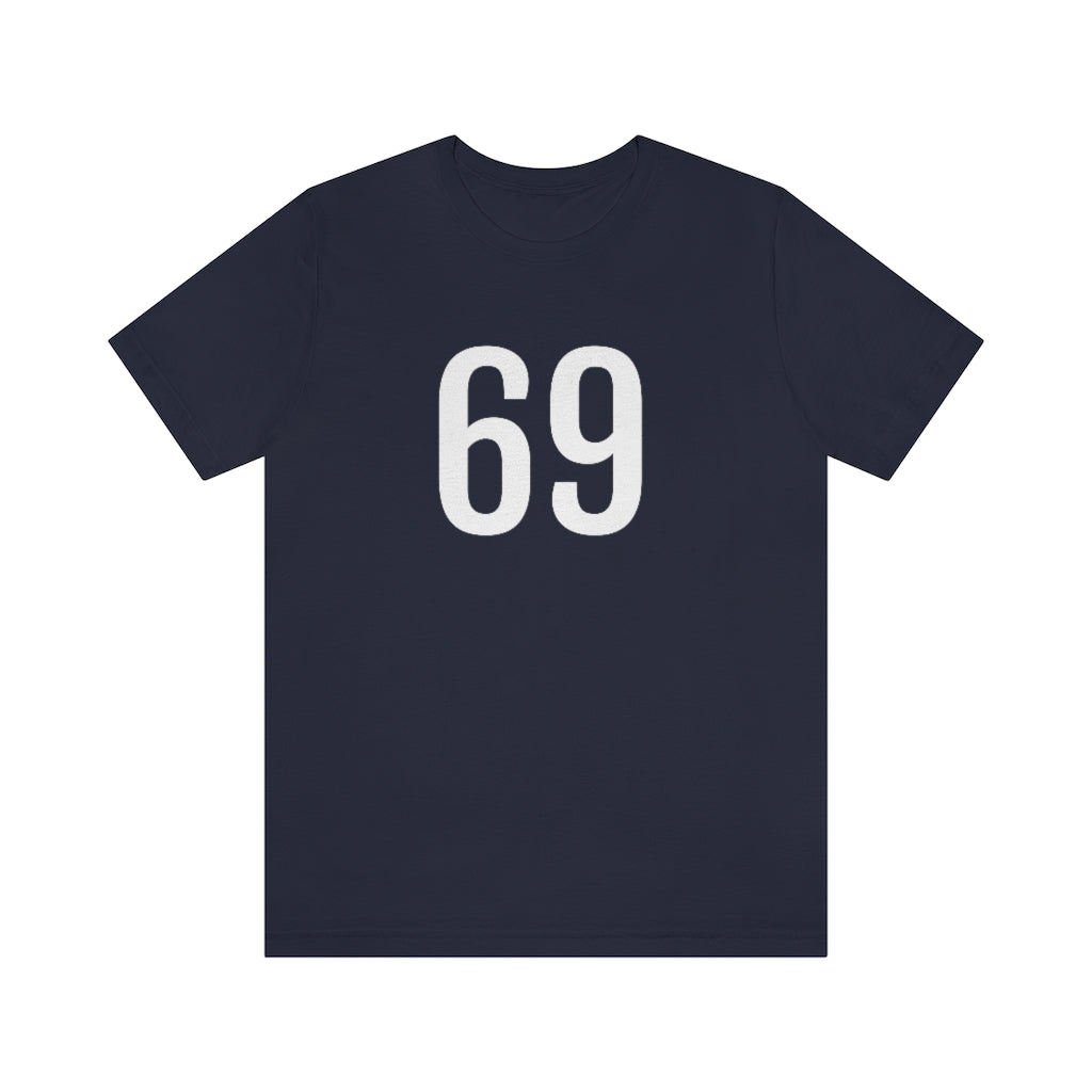 Navy T-Shirt 69 Numbered T Shirt with Number On Them for Numerological Black Tshirt Outfit Petrova Designs