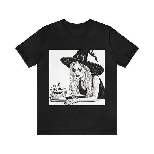Halloween Witch And Pumpkin T-Shirt | Halloween Gift Ideas Black T-Shirt Petrova Designs