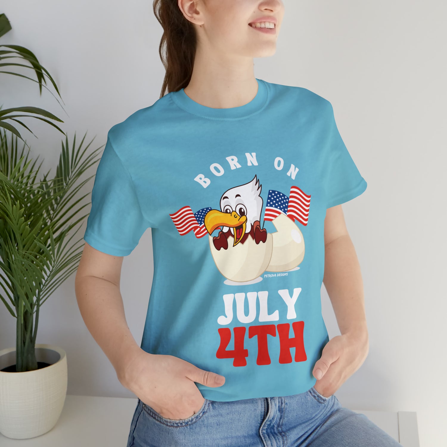 Turquoise T-Shirt Tshirt Design Gift for Friend and Family Short Sleeved Shirt 4th of July Independence Day Petrova Designs