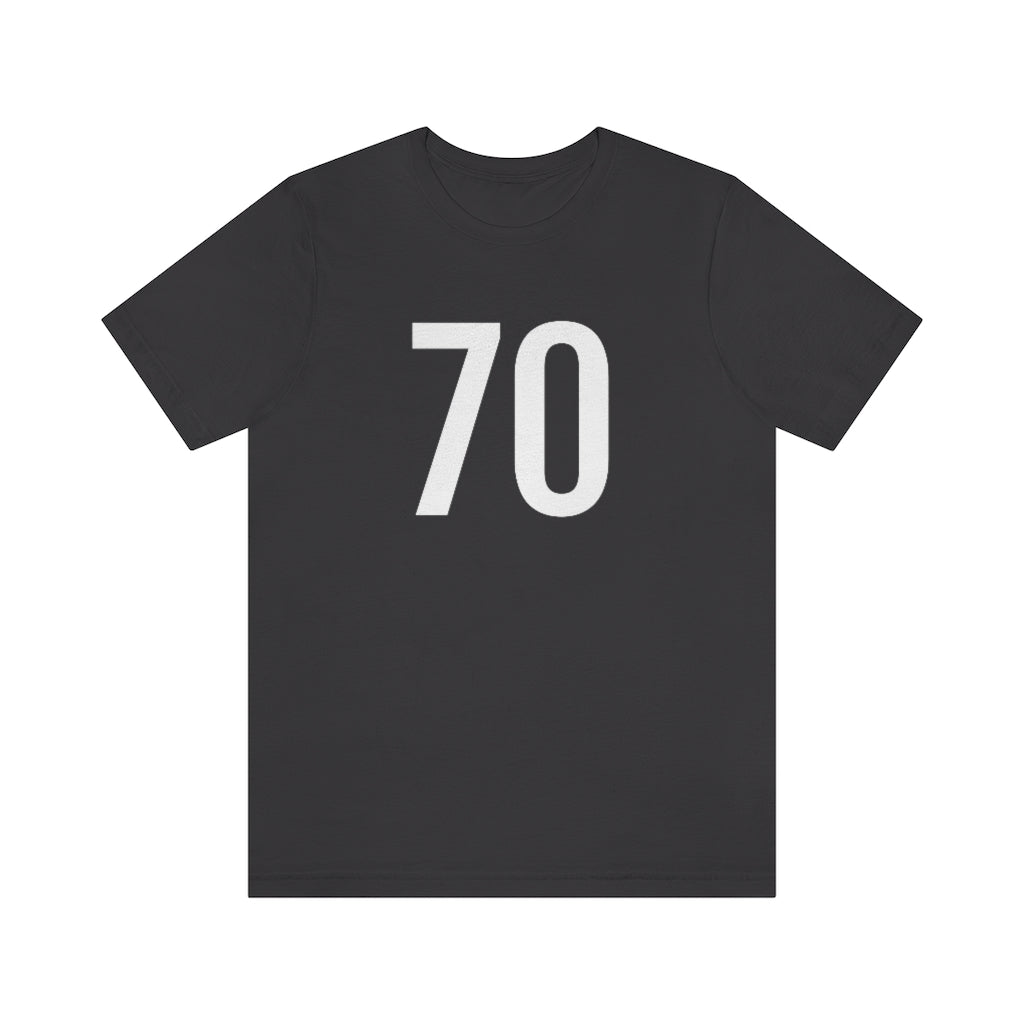 Dark Grey T-Shirt 70 Numbered T Shirt with Number On Them for Numerological Black Tshirt Outfit Petrova Designs