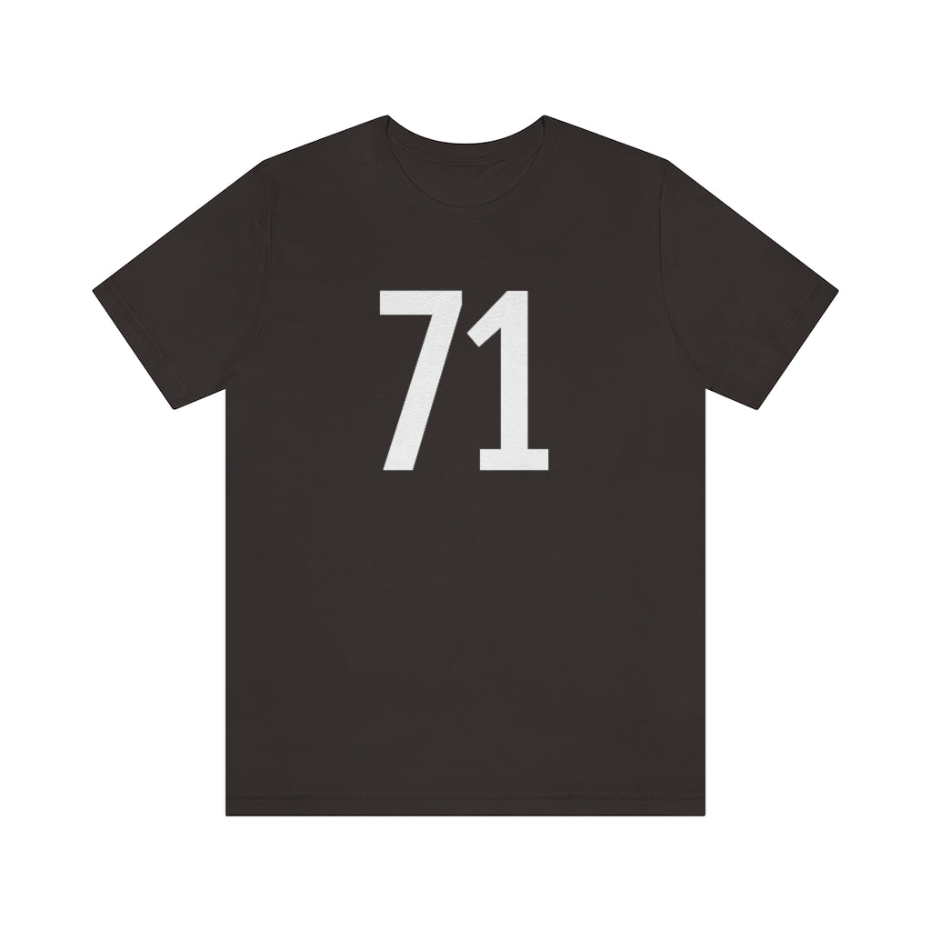 Brown T-Shirt 71 Numbered T Shirt with Number On Them for Numerological Black Tshirt Outfit Petrova Designs