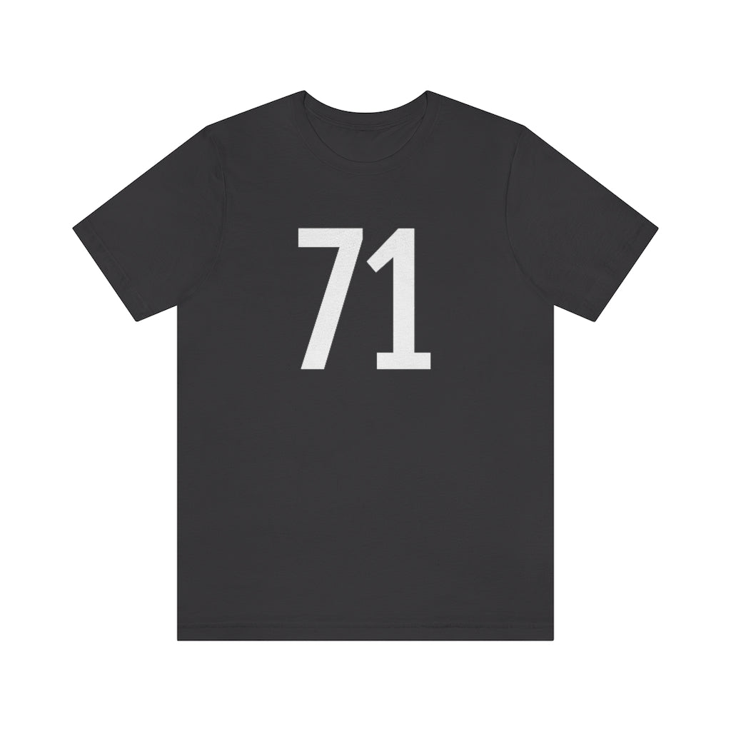 Dark Grey T-Shirt 71 Numbered T Shirt with Number On Them for Numerological Black Tshirt Outfit Petrova Designs