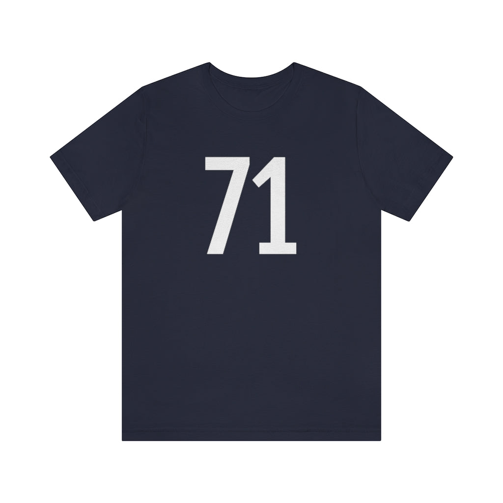 Navy T-Shirt 71 Numbered T Shirt with Number On Them for Numerological Black Tshirt Outfit Petrova Designs