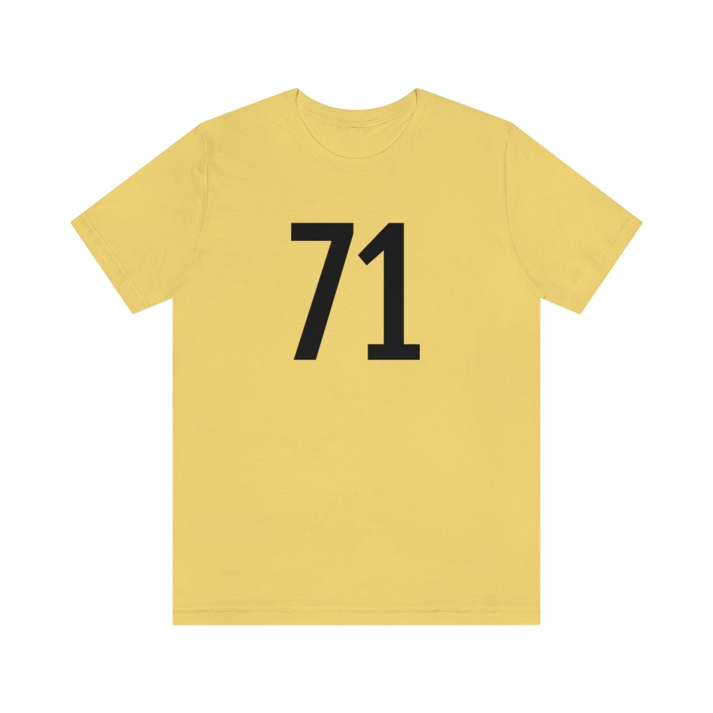 Yellow T-Shirt 71 Numbered T Shirt with Number On Them for Numerological Black Tshirt Outfit Petrova Designs