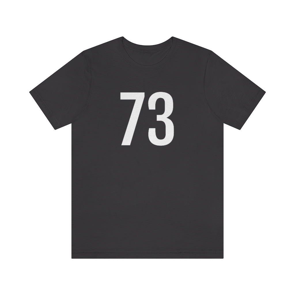 Dark Grey T-Shirt 73 Numbered T Shirt with Number On Them for Numerological Black Tshirt Outfit Petrova Designs