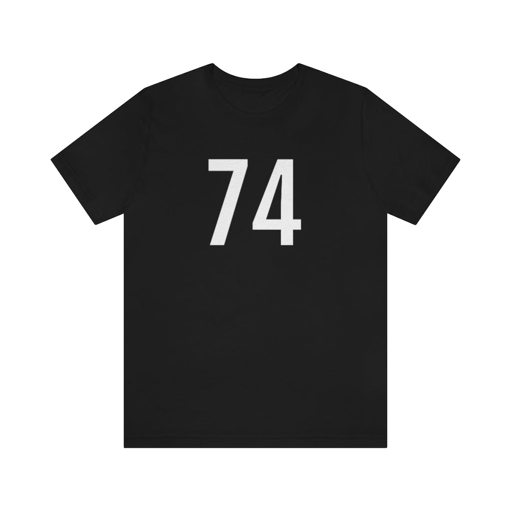 Black T-Shirt 74 Numbered T Shirt with Number On Them for Numerological Black Tshirt Outfit Petrova Designs