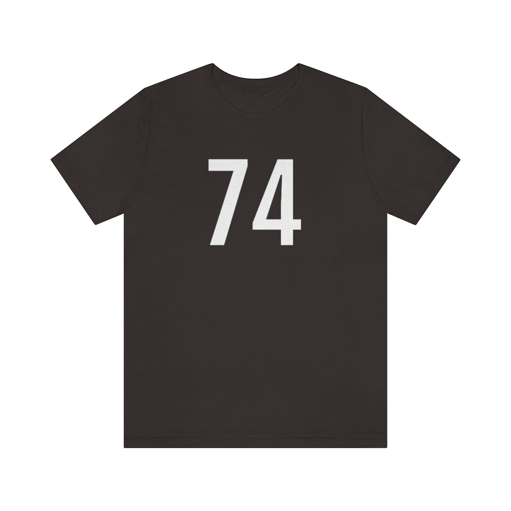 Brown T-Shirt 74 Numbered T Shirt with Number On Them for Numerological Black Tshirt Outfit Petrova Designs