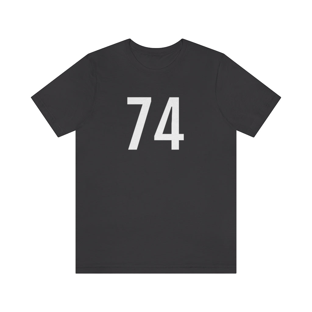 Dark Grey T-Shirt 74 Numbered T Shirt with Number On Them for Numerological Black Tshirt Outfit Petrova Designs