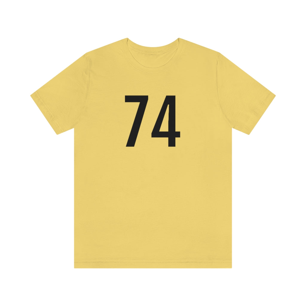 Yellow T-Shirt 74 Numbered T Shirt with Number On Them for Numerological Black Tshirt Outfit Petrova Designs