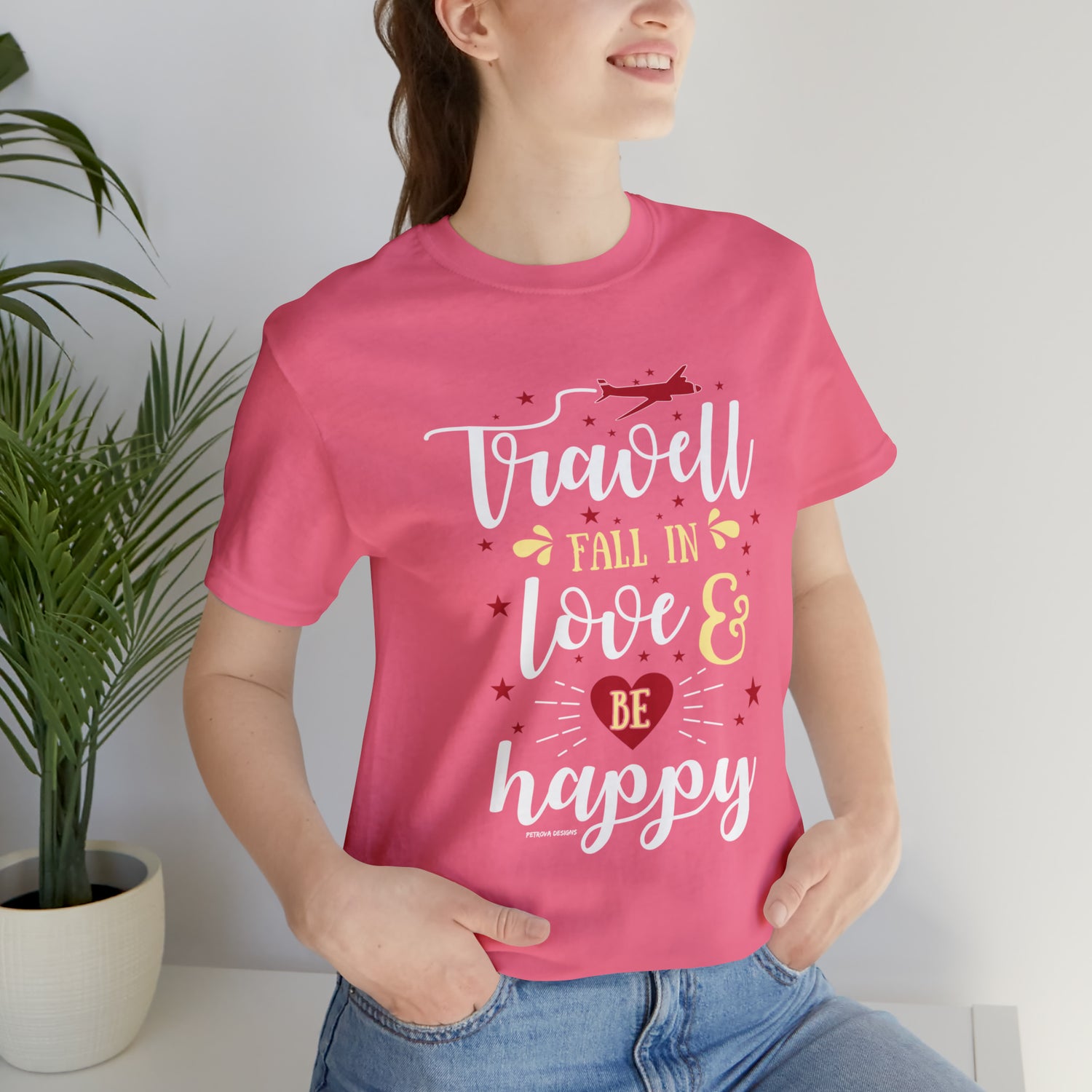T-Shirt for Traveler | Travel Hobby Gift Idea Charity Pink T-Shirt Petrova Designs