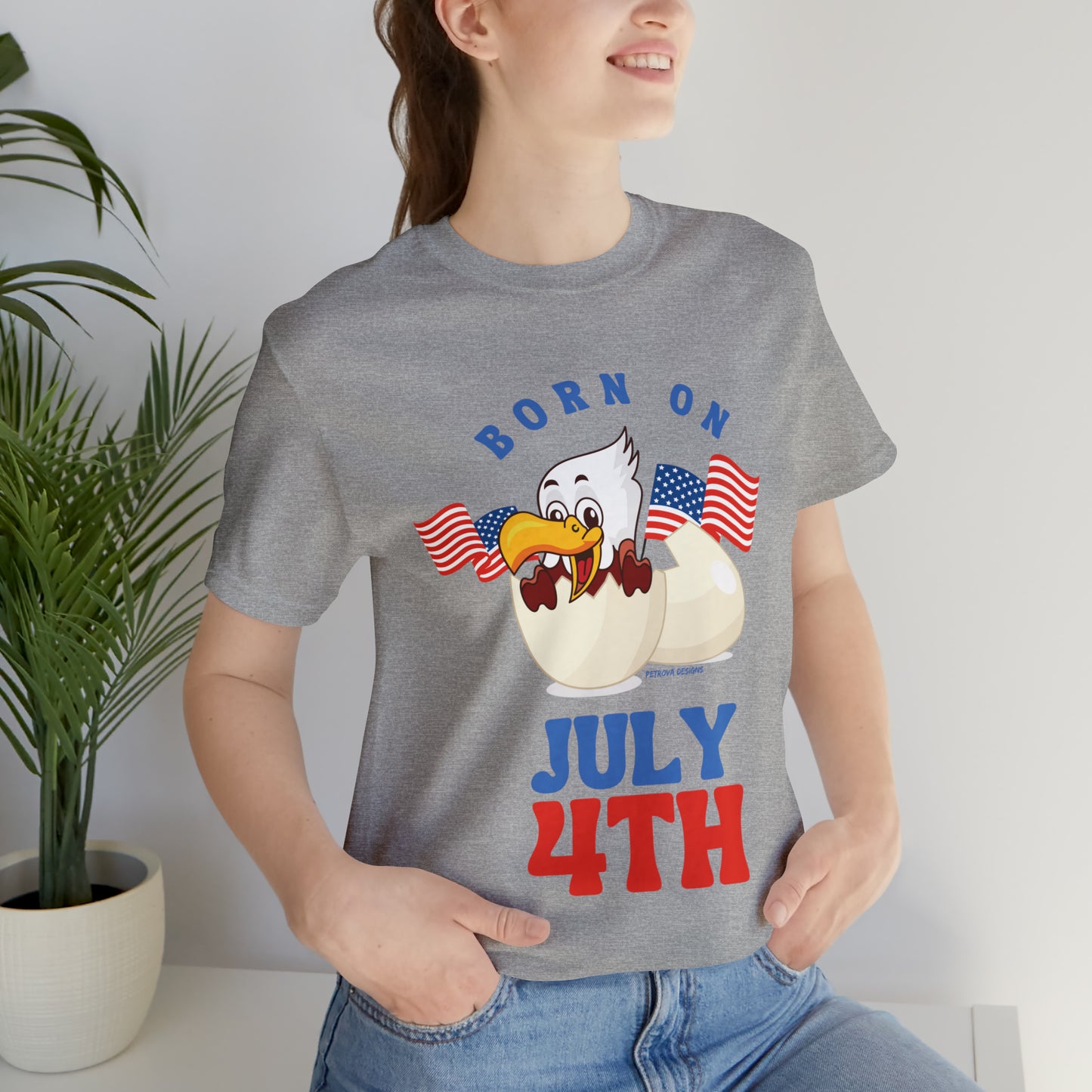 Athletic Heather T-Shirt Tshirt Design Gift for Friend and Family Short Sleeved Shirt 4th of July Independence Day Petrova Designs