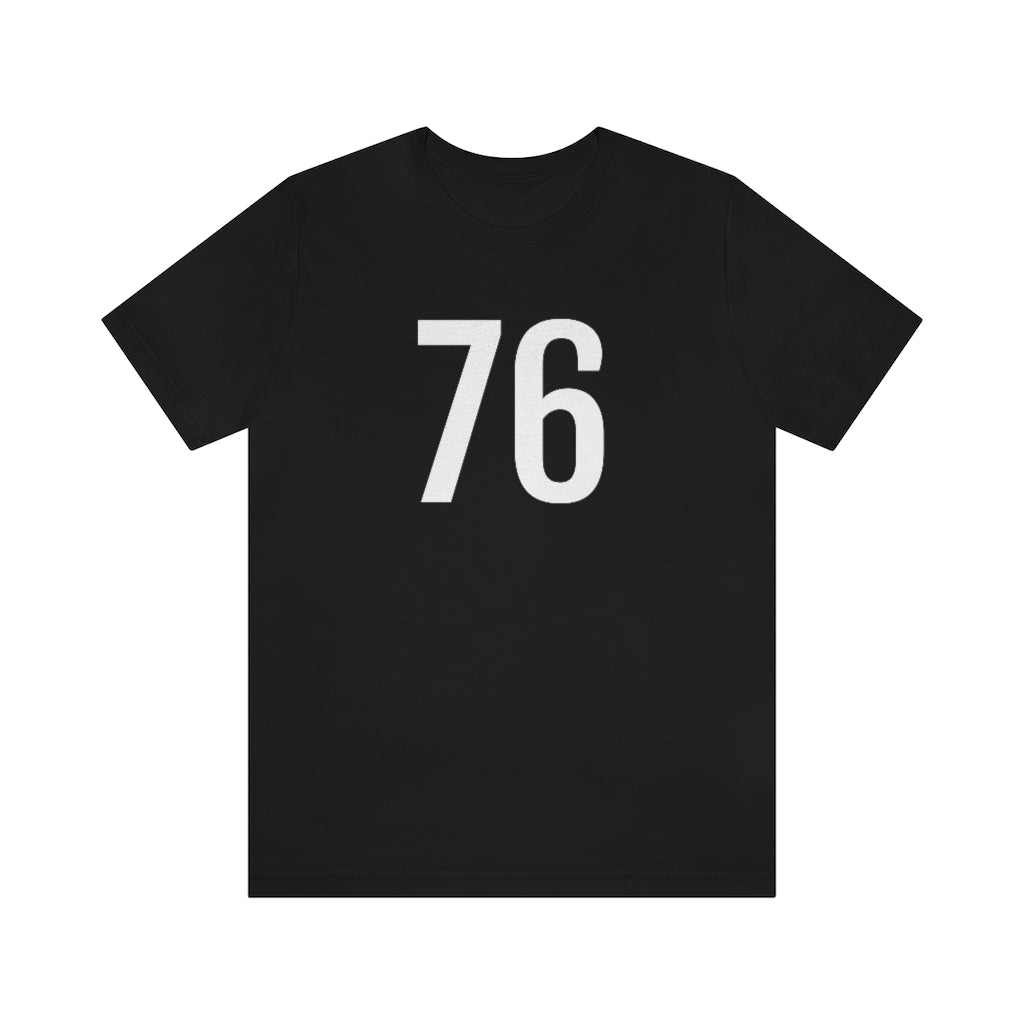 Black T-Shirt 76 Numbered T Shirt with Number On Them for Numerological Black Tshirt Outfit Petrova Designs