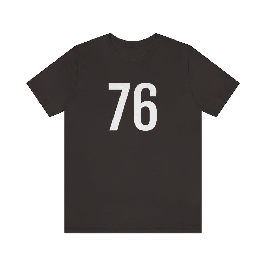 Brown T-Shirt 76 Numbered T Shirt with Number On Them for Numerological Black Tshirt Outfit Petrova Designs