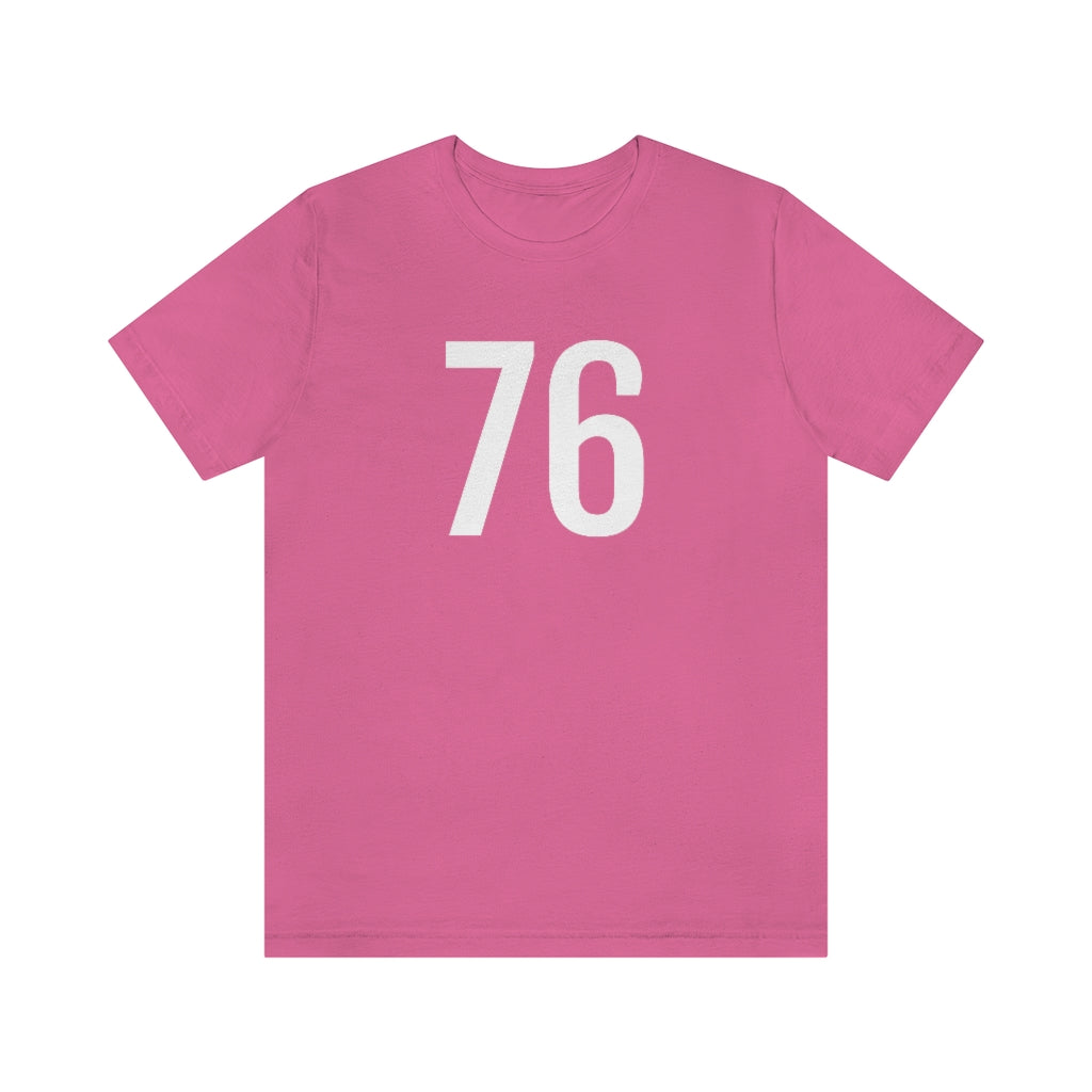 Charity Pink T-Shirt 76 Numbered T Shirt with Number On Them for Numerological Black Tshirt Outfit Petrova Designs