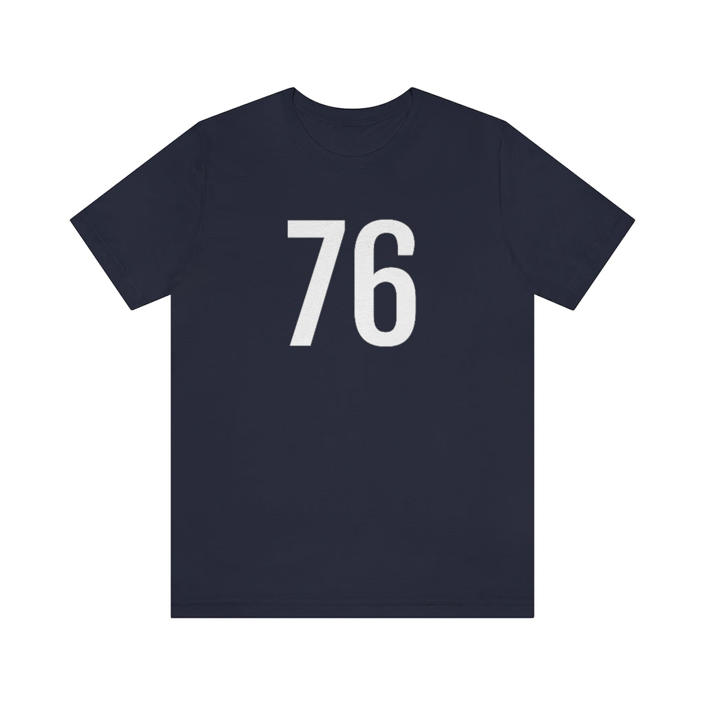 Navy T-Shirt 76 Numbered T Shirt with Number On Them for Numerological Black Tshirt Outfit Petrova Designs