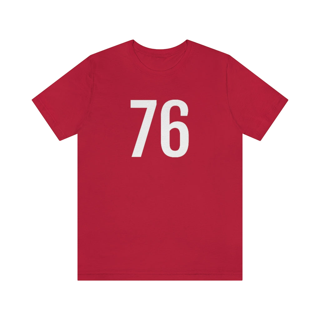 Red T-Shirt 76 Numbered T Shirt with Number On Them for Numerological Black Tshirt Outfit Petrova Designs