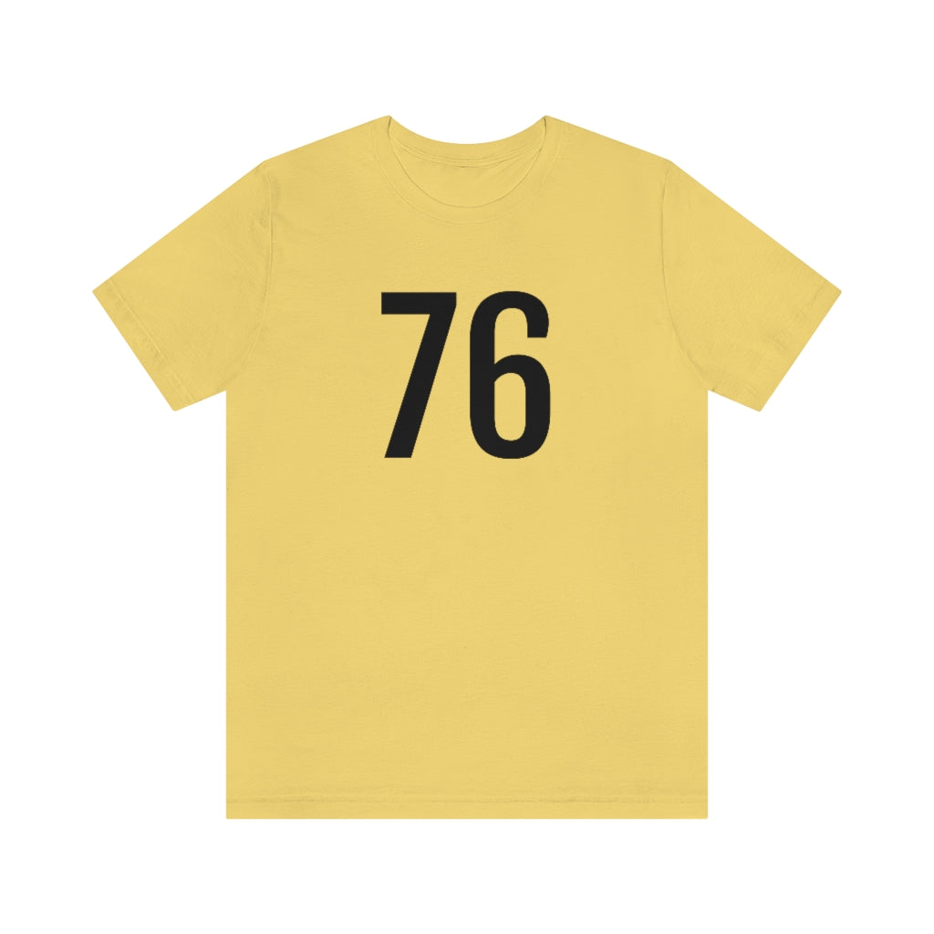 Yellow T-Shirt 76 Numbered T Shirt with Number On Them for Numerological Black Tshirt Outfit Petrova Designs