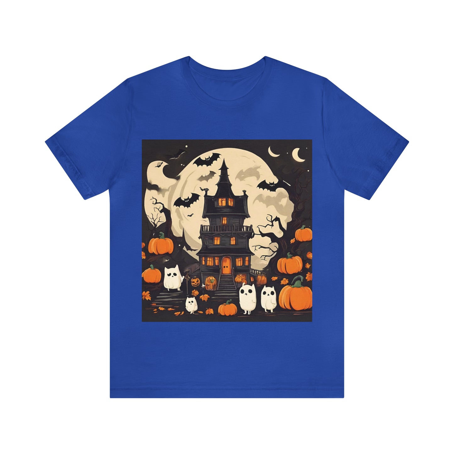 Halloween T-Shirt With Scary House | Halloween Gift Ideas True Royal T-Shirt Petrova Designs