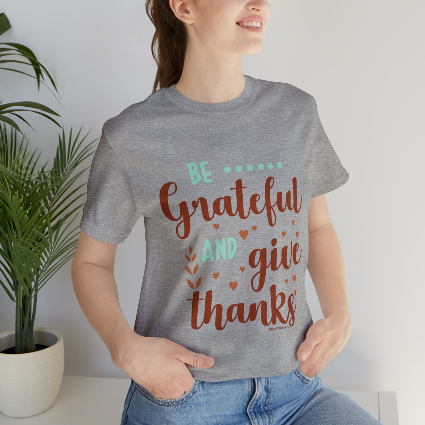 Thanksgiving Gratitude T-Shirt Athletic Heather T-Shirt Petrova Designs