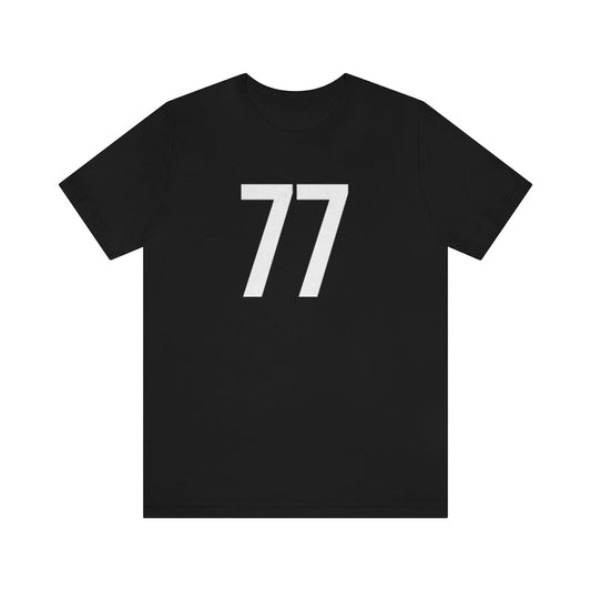 Black T-Shirt 77 Numbered T Shirt with Number On Them for Numerological Black Tshirt Outfit Petrova Designs