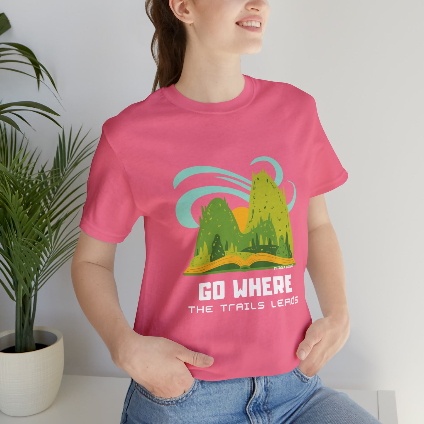 Hiker T-Shirt | Hiking Hobby Gifts | For Hikers Charity Pink T-Shirt Petrova Designs