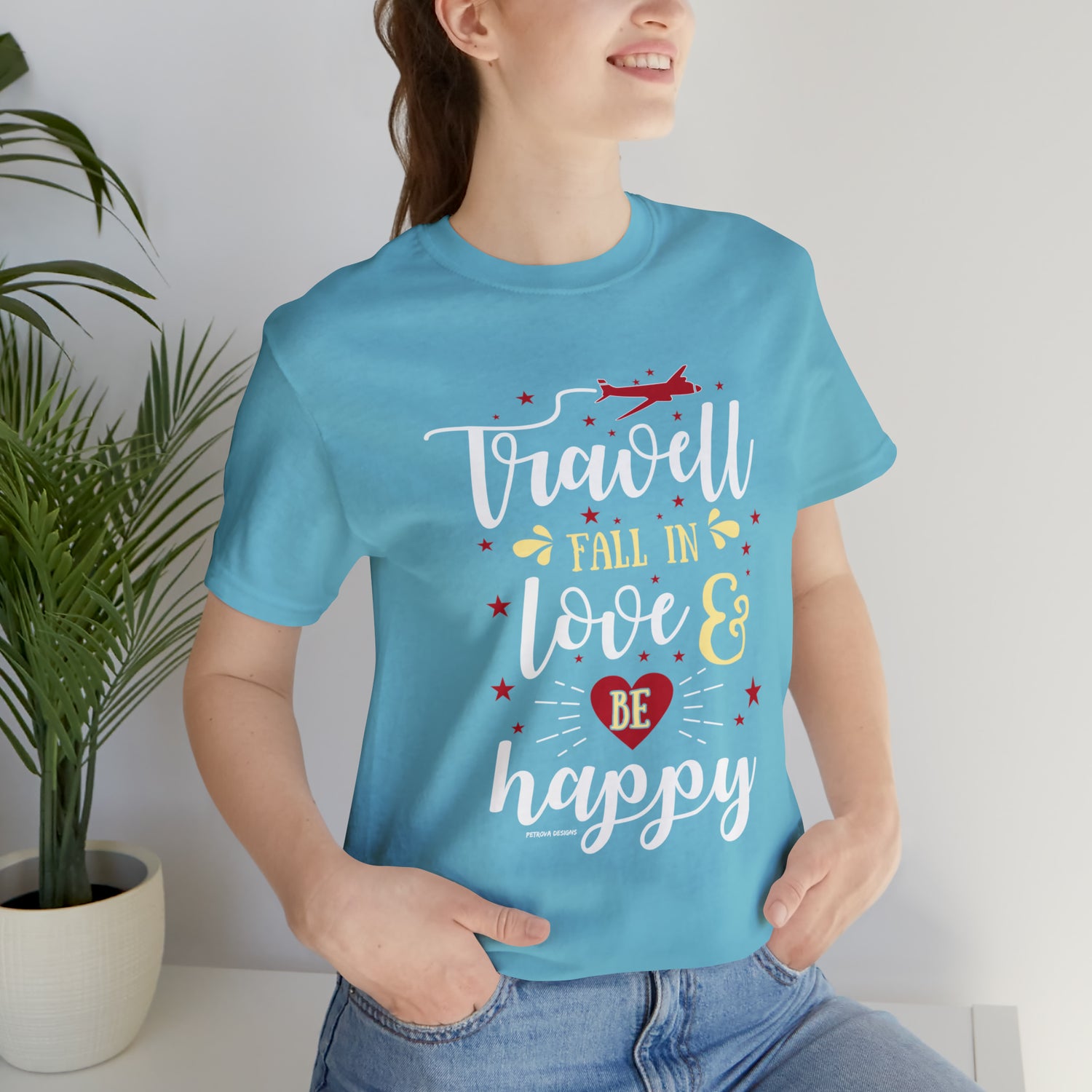 T-Shirt for Traveler | Travel Hobby Gift Idea Turquoise T-Shirt Petrova Designs