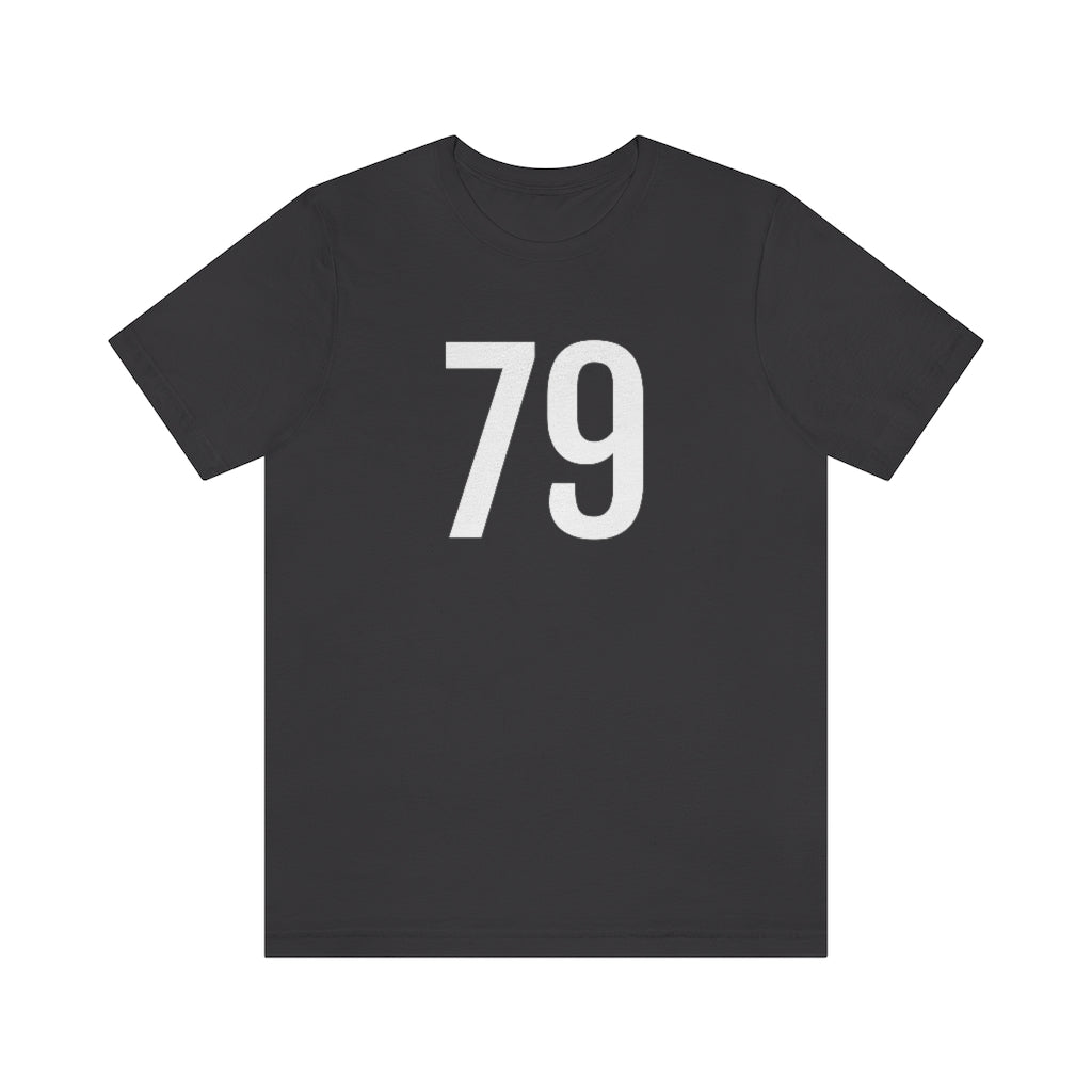 Dark Grey T-Shirt 79 Numbered T Shirt with Number On Them for Numerological Black Tshirt Outfit Petrova Designs