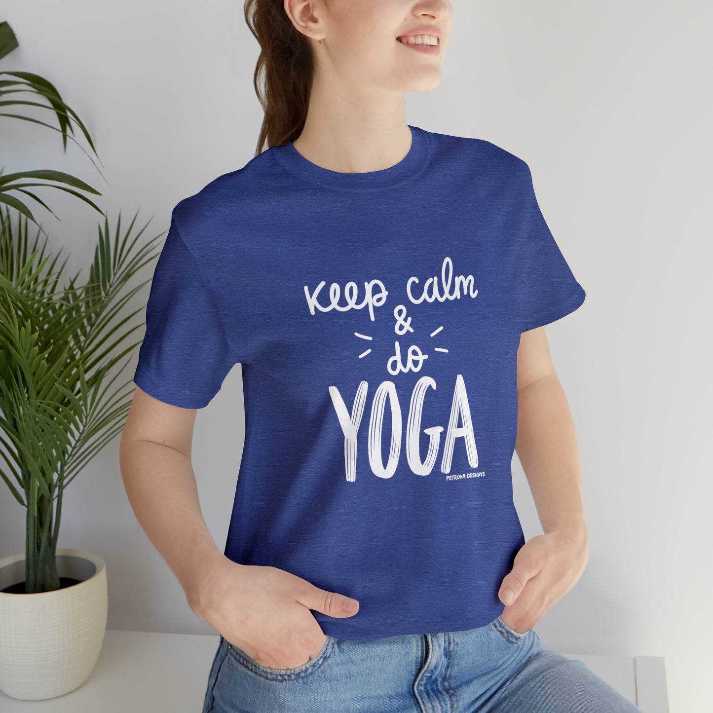 Yoga Theme T-Shirt | For Yoga Lovers Heather True Royal T-Shirt Petrova Designs