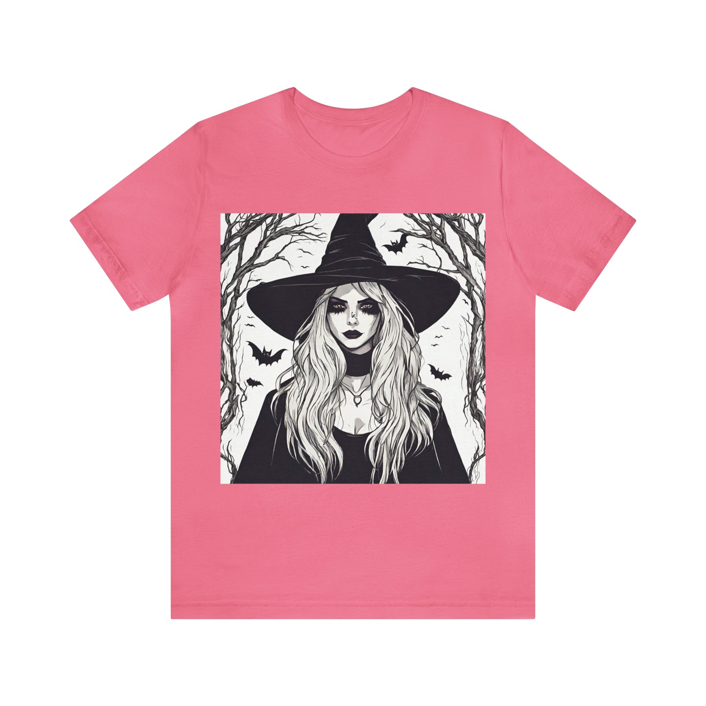 Halloween Beautiful Witch T-Shirt | Halloween Gift Ideas Charity Pink T-Shirt Petrova Designs