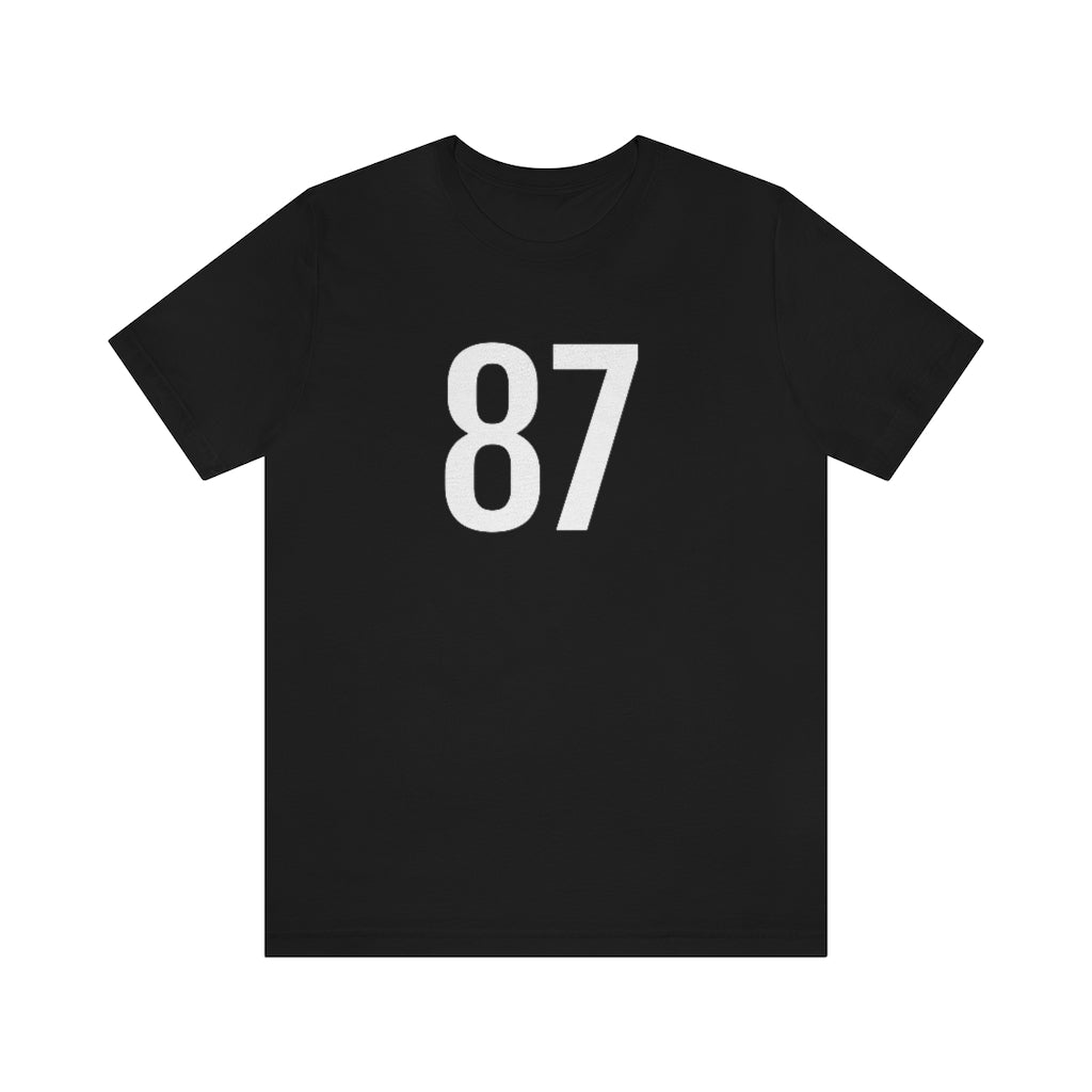 Black T-Shirt 87 Numbered T Shirt with Number On Them for Numerological Black Tshirt Outfit Petrova Designs