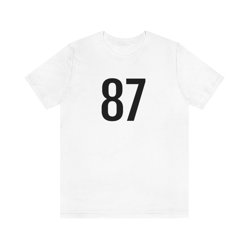 White T-Shirt 87 Numbered T Shirt with Number On Them for Numerological Black Tshirt Outfit Petrova Designs