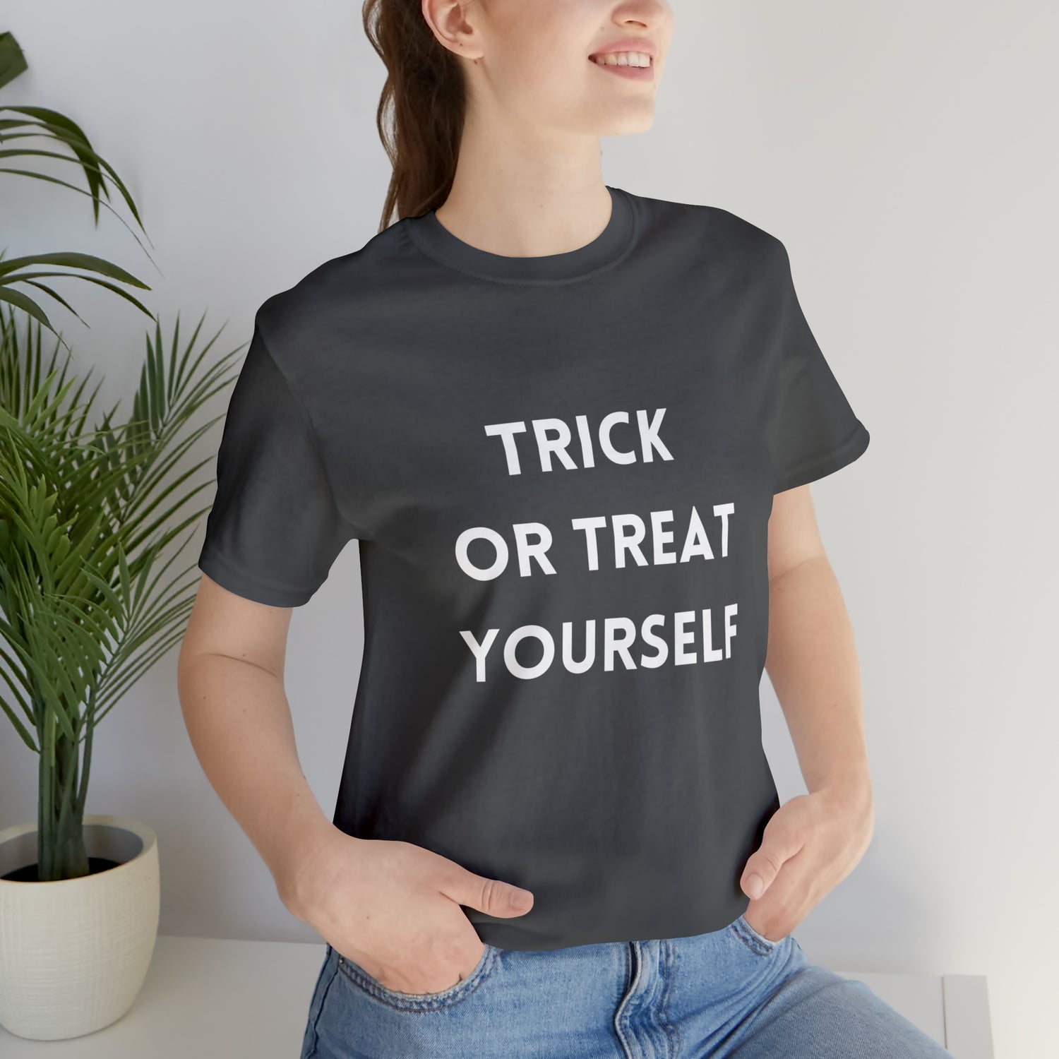 Trick or Treat Halloween T-Shirt Asphalt T-Shirt Petrova Designs