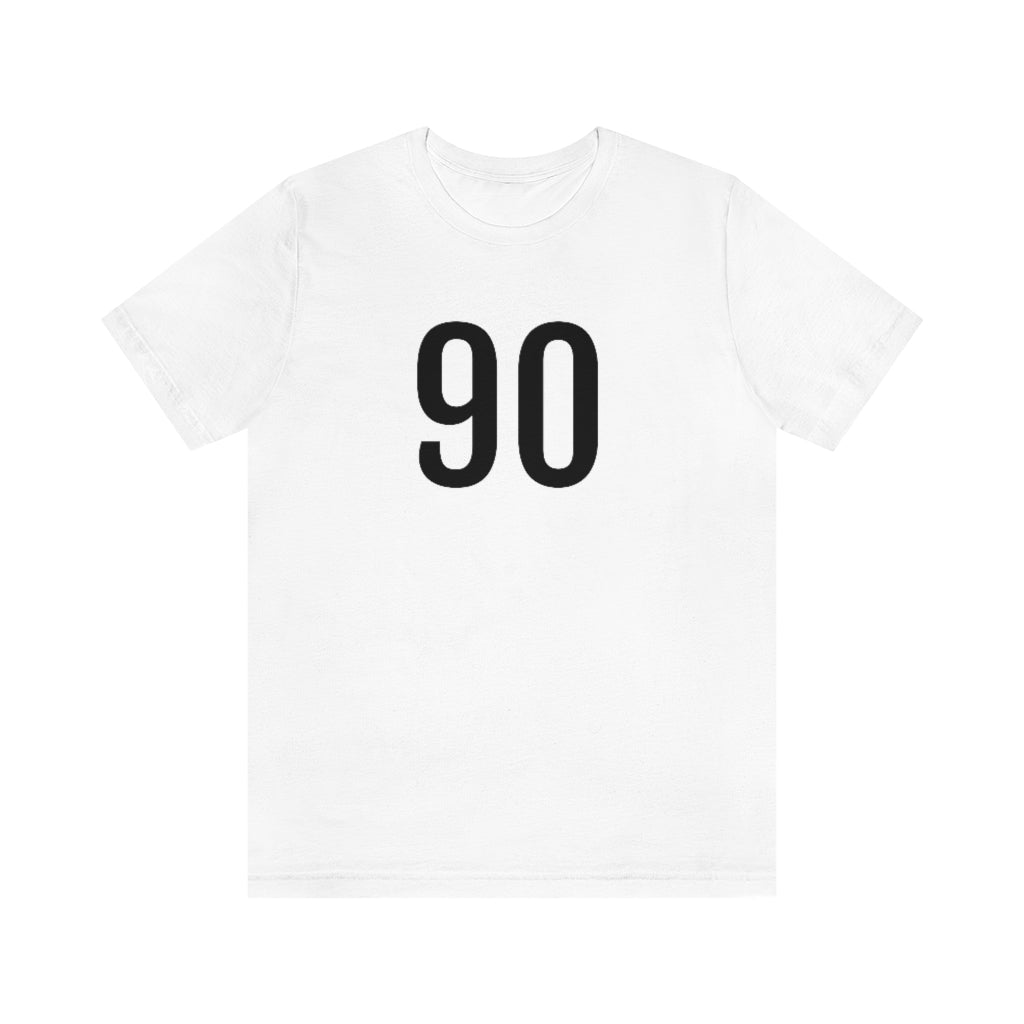 White T-Shirt 90 Tee Shirt with Numbers On Them for Numbered T-Shirt Outfit Numerology Aesthetic Petrova Designs