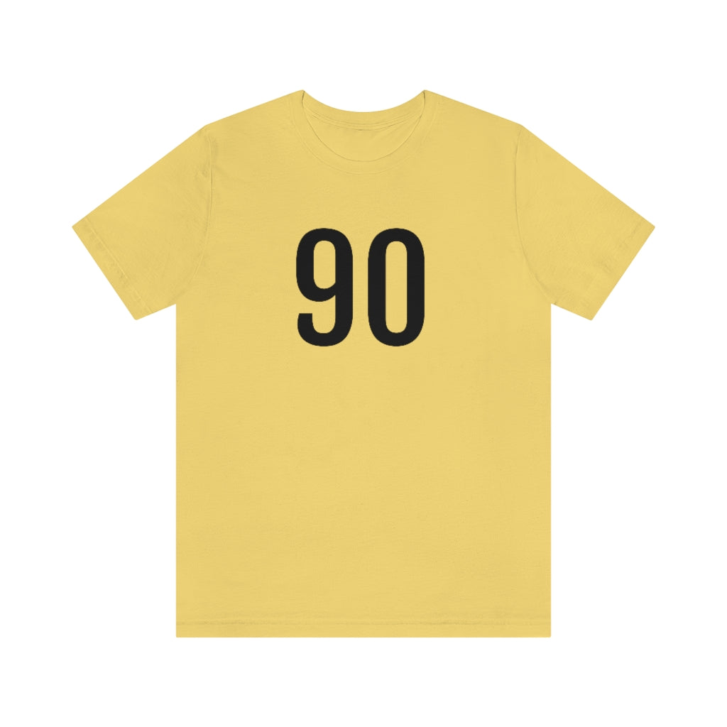 Yellow T-Shirt 90 Tee Shirt with Numbers On Them for Numbered T-Shirt Outfit Numerology Aesthetic Petrova Designs