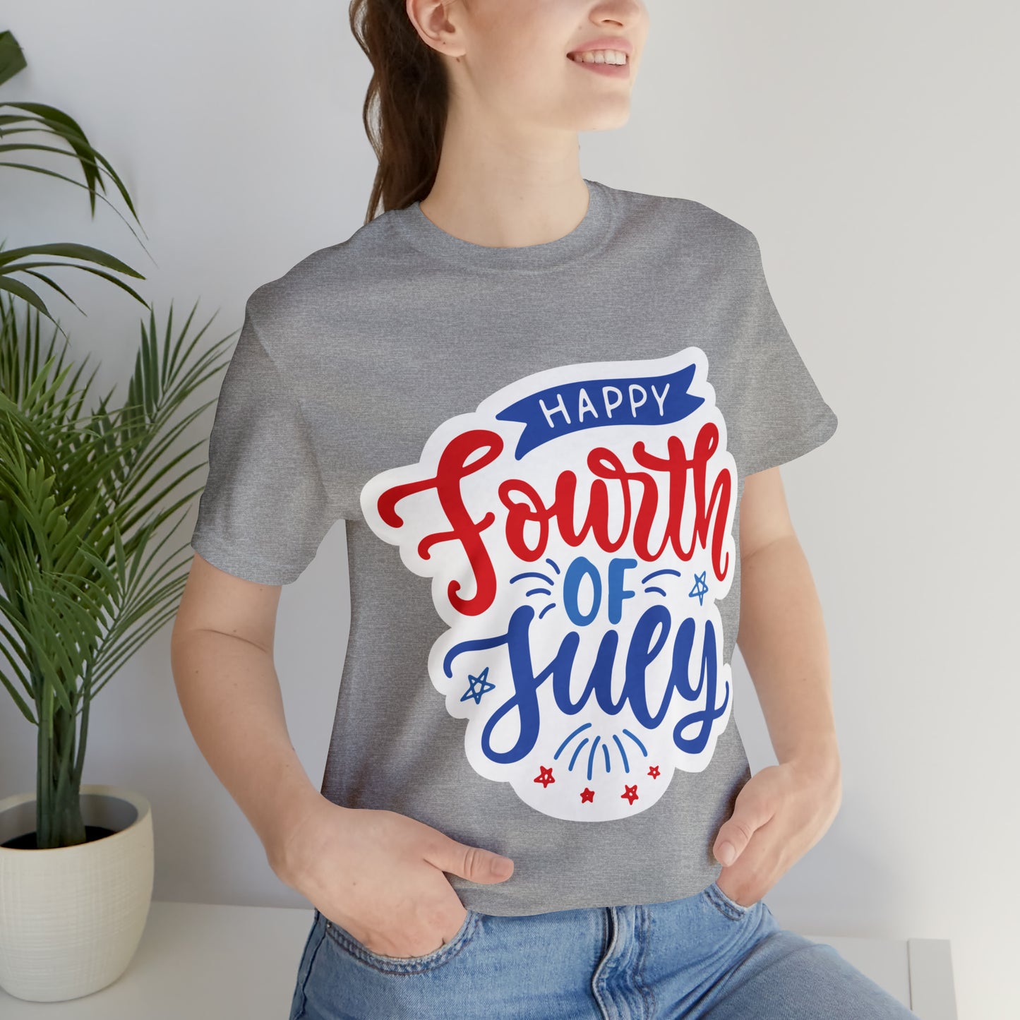 Athletic Heather T-Shirt Tshirt Design Gift for Friend and Family Short Sleeved Shirt July 4th Independence Day Petrova Designs