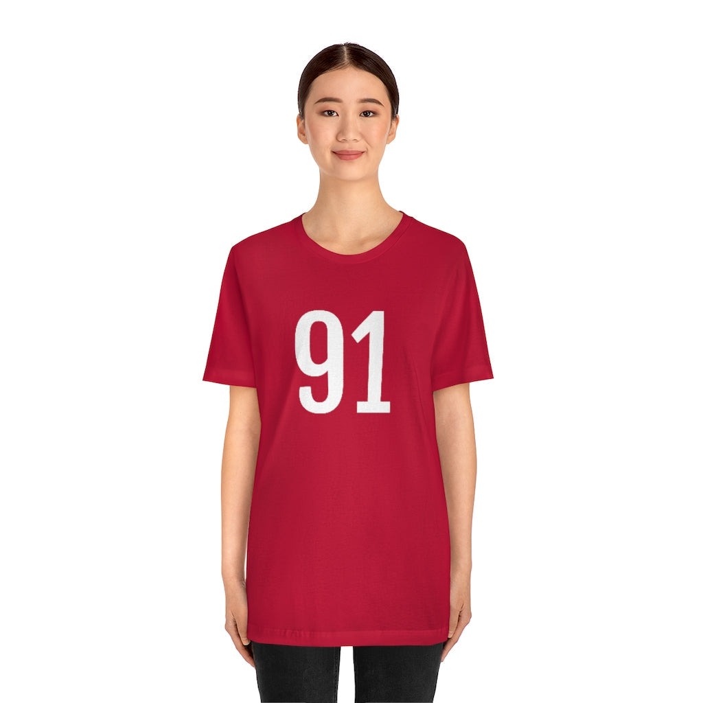 T-Shirt 91 Tee Shirt with Numbers On Them for Numbered T-Shirt Outfit Numerology Aesthetic Petrova Designs