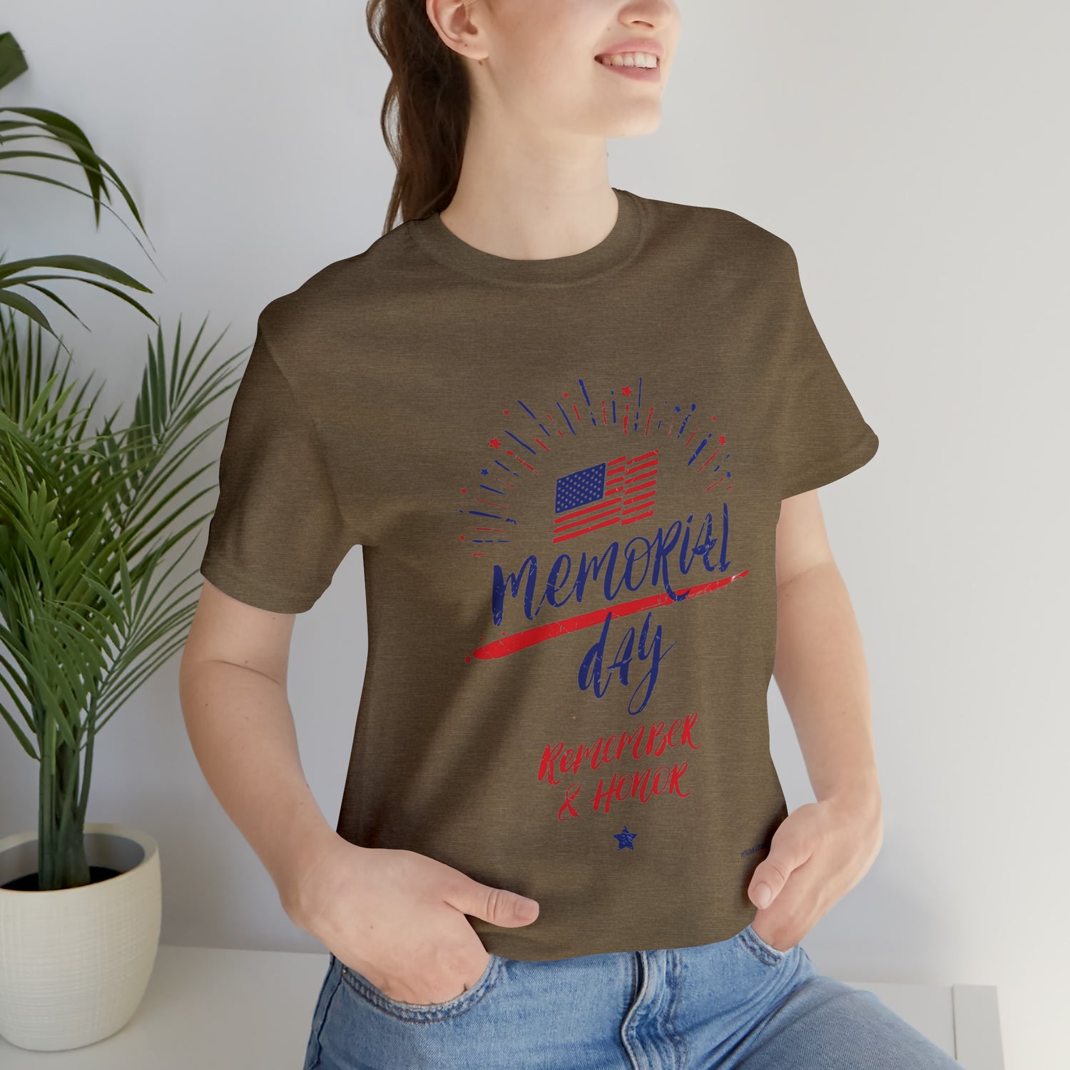 Heather Olive T-Shirt Tshirt Design Gift for Friend and Family Short Sleeved Shirt Memorial Day Gifts Petrova Designs