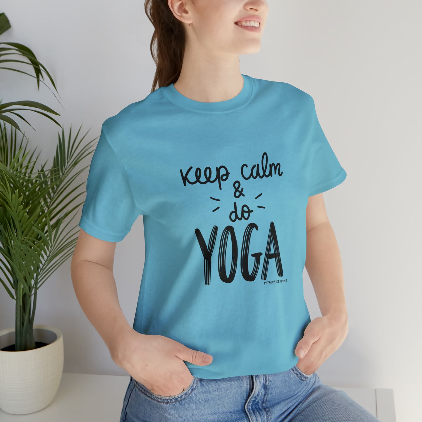 Yoga Theme T-Shirt | For Yoga Lovers Turquoise T-Shirt Petrova Designs