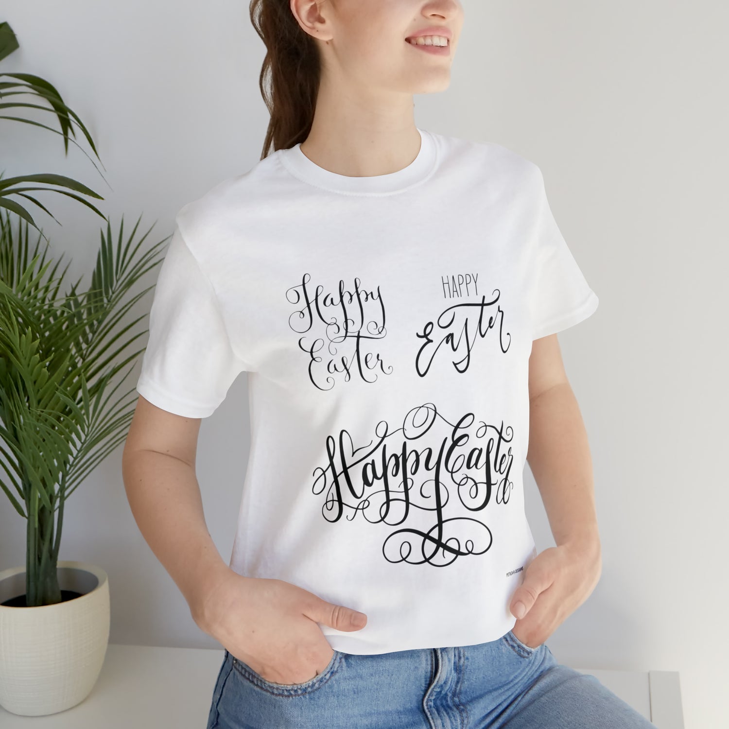 Happy Easter T-Shirt | Easter Tee White T-Shirt Petrova Designs
