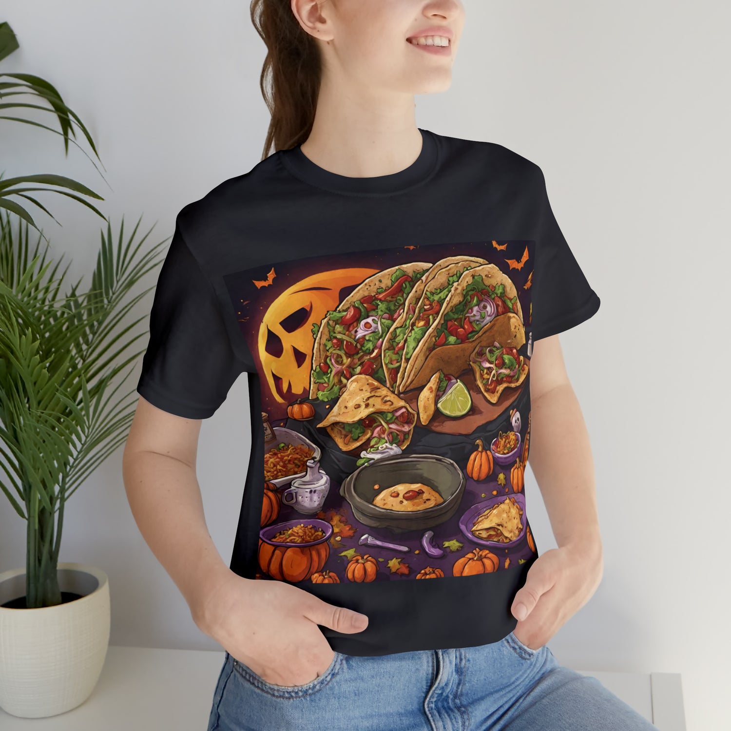 Halloween and Tacos T-Shirt | Halloween Gift Ideas Dark Grey T-Shirt Petrova Designs