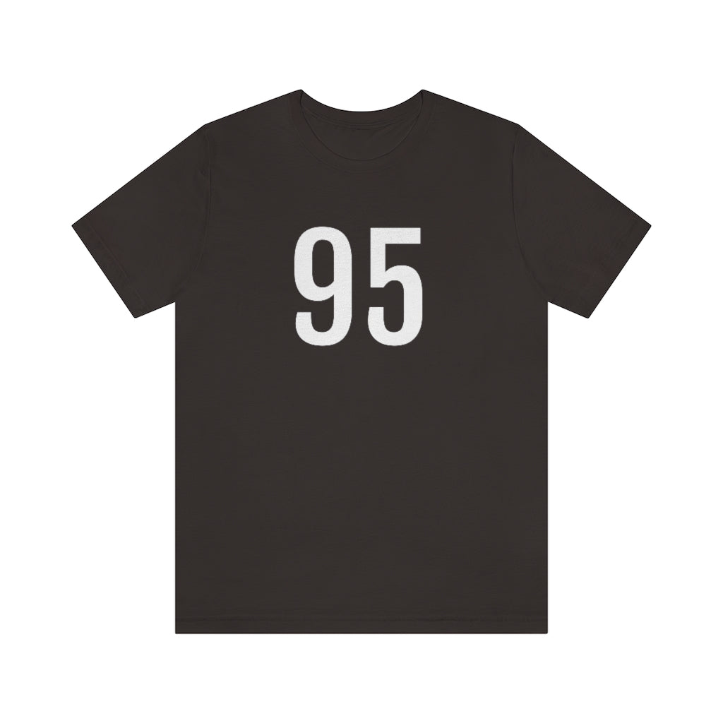 Brown T-Shirt 95 Tee Shirt with Numbers On Them for Numbered T-Shirt Outfit Numerology Aesthetic Petrova Designs