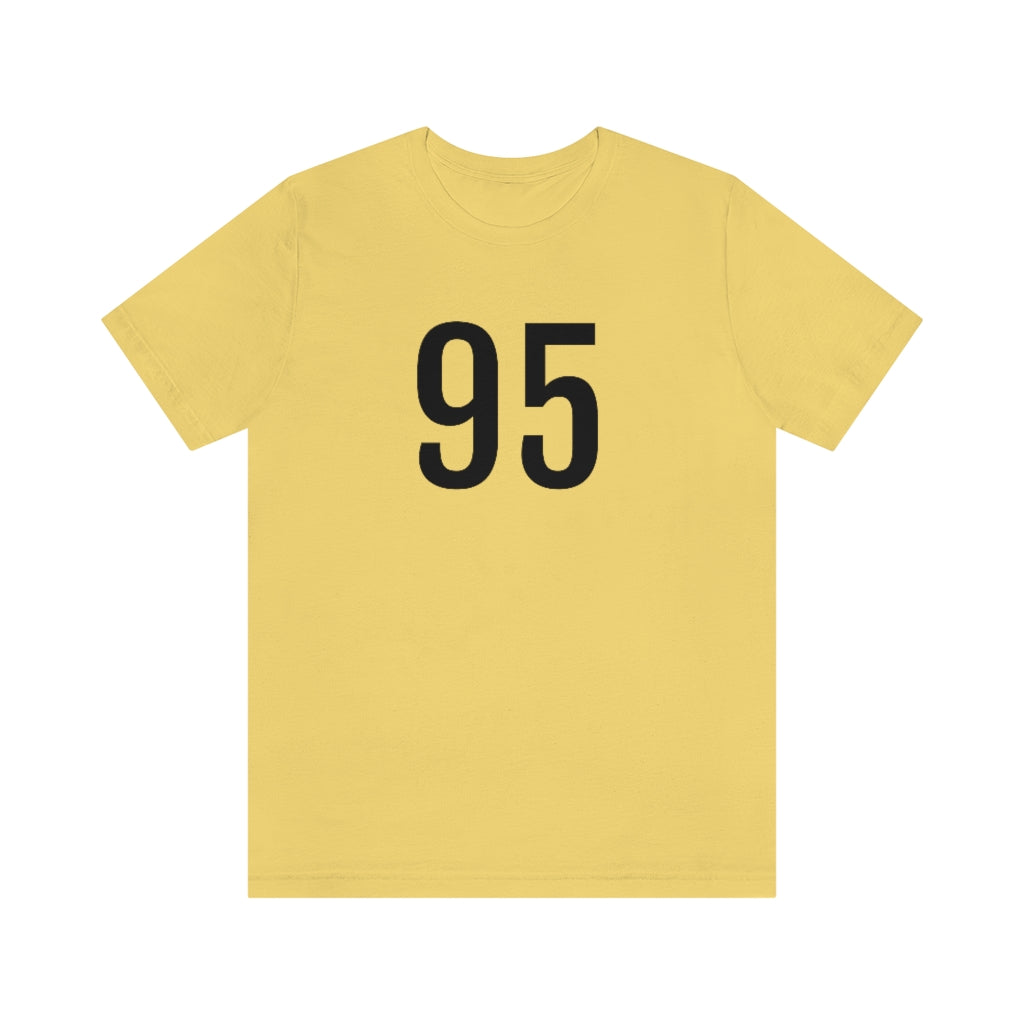 Yellow T-Shirt 95 Tee Shirt with Numbers On Them for Numbered T-Shirt Outfit Numerology Aesthetic Petrova Designs